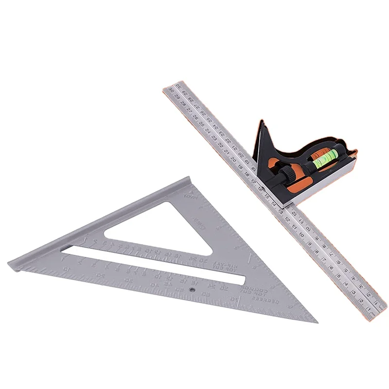 Hot sale Stainless Steel Triangle Ruler 90 Degree Square Ruler Carpenter Square with 12 Inch Zinc-Alloy Angle Ruler Measurement
