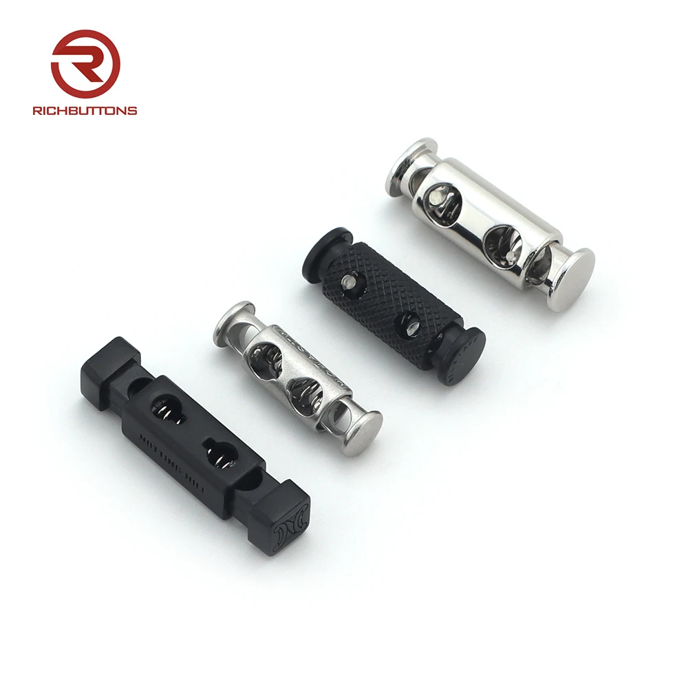 Hot Sale For Wholesale Spring Three Custom End Stopper 2 Hole Metal Cord Lock