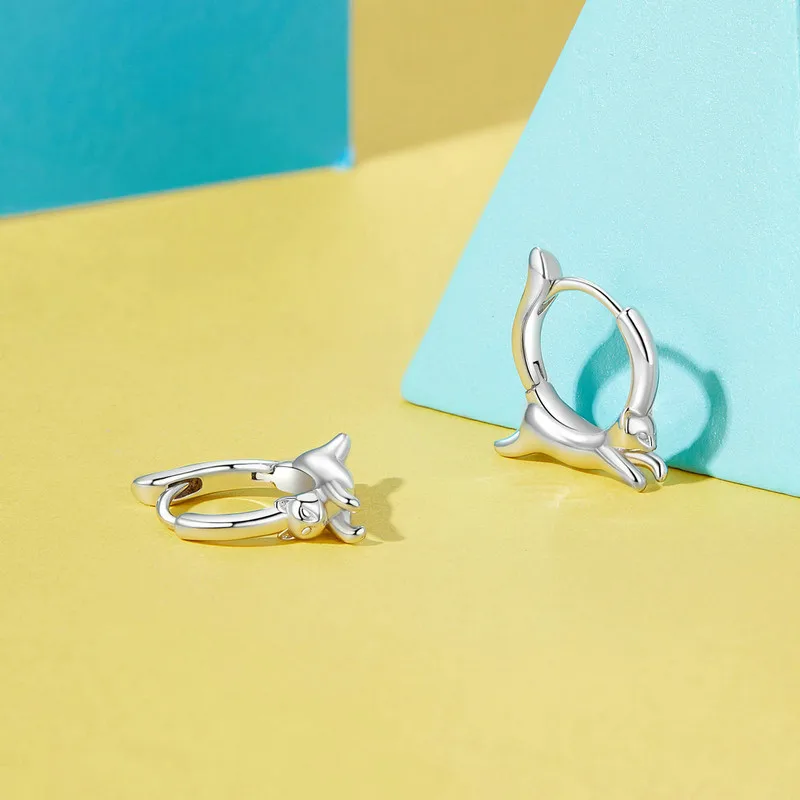 Wholesales Luxury Custom Cute Animals Designer S925 Sterling Silver Fashion Fine Panda Dog Cat Dolphin Hoops Earrings For Women
