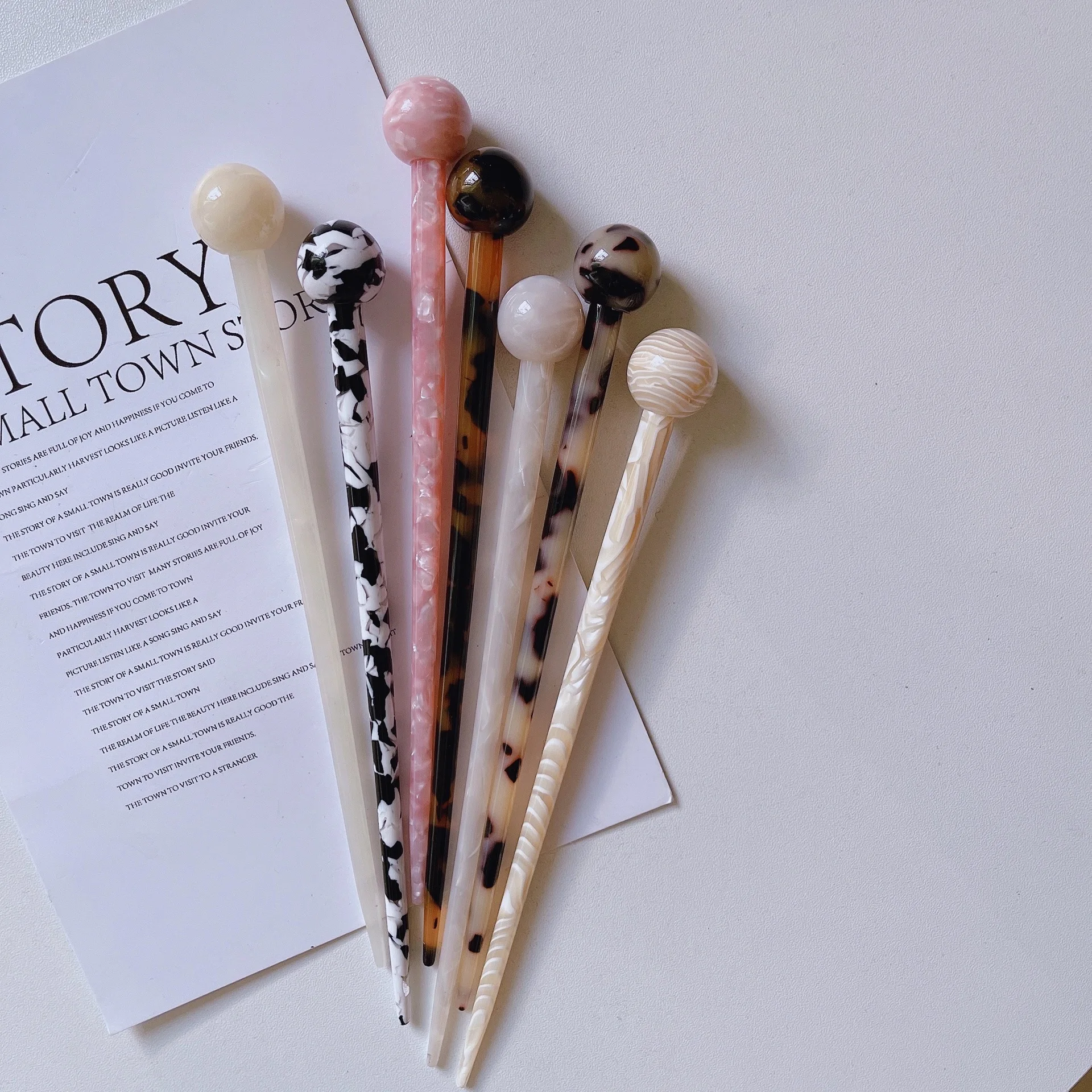 KUACHI Custom Wholesale Japanese And Korean Acetate Hairpins Fashion Versatile Hair Forks Personalized Hairpins For Women