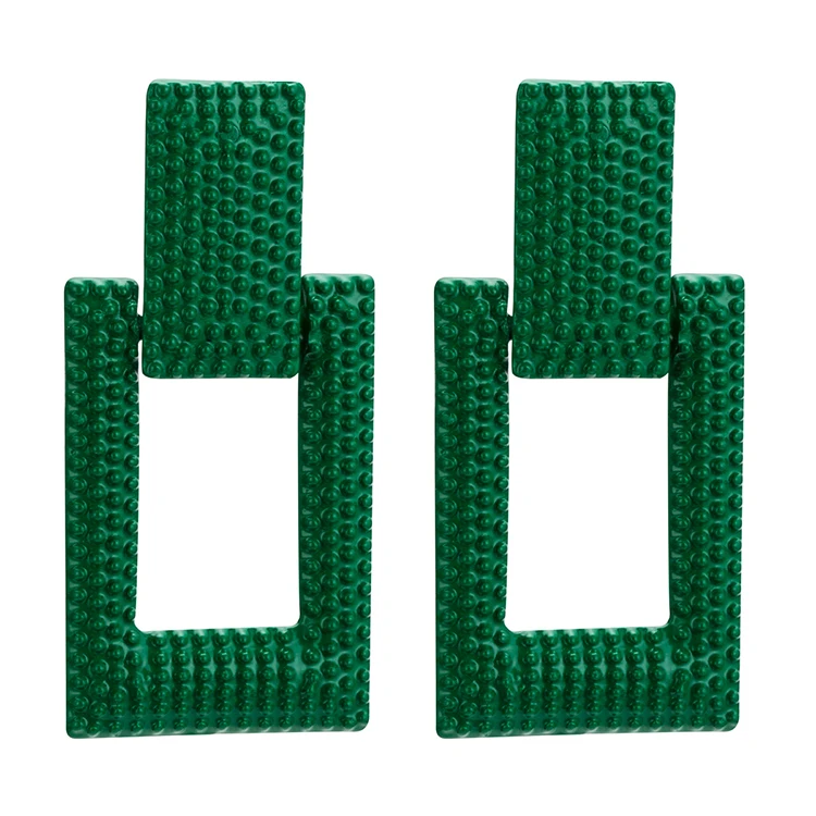 
European and American boho fashion vintage gold popular hot sale statement big square bump alloy jewelry earrings for women 