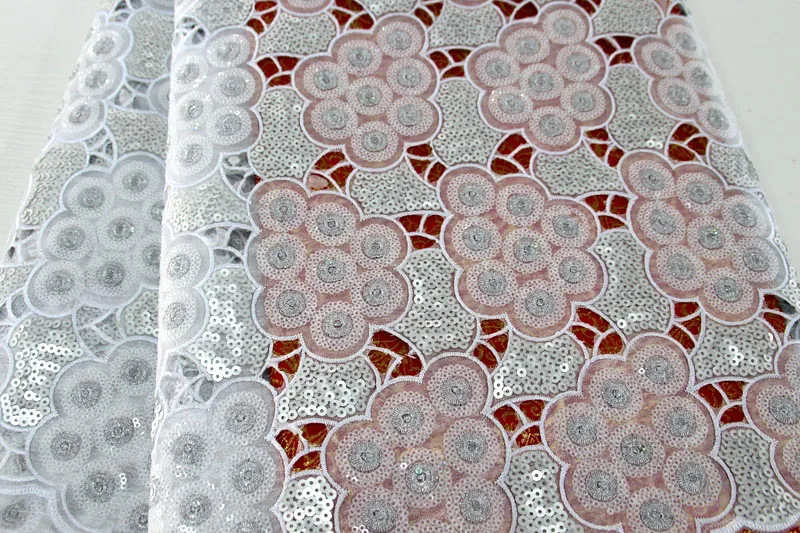 White Full Sequins Handcut Nigeria Dress Organza Fabric