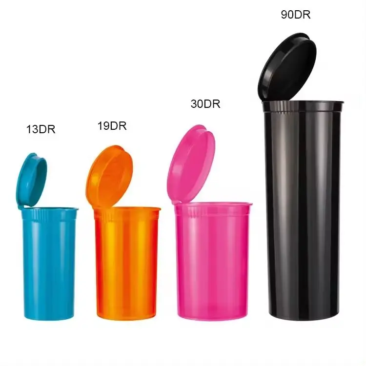 Hot Selling 13 Dram Small Plastic Prescription Pill Bottle with Lid Squeeze Pop Top Medical Vial