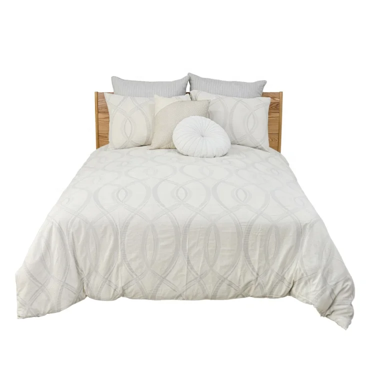 Frans cotton with silver silk jacquard duvet cover set