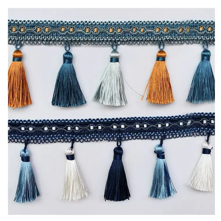 Factory direct good sale elegant design costume hometextile 10cm polyester curtain tassel fringe