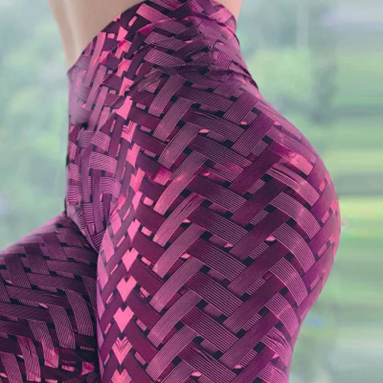  Wholesale Running Tights Fitness Leggings Tummy Control Stretchy High Waisted Woven Digital Print Yoga Pants For