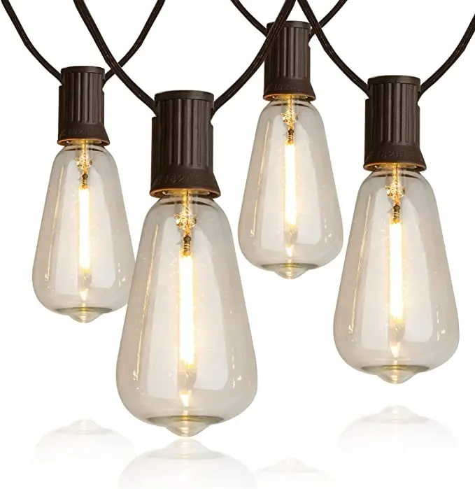 Waterproof IP44 25FT 50FT Decor Garden Outdoor String Light E12 Base ST38 1W Edison Filament Bulb String Lights EU US AU UK Plug