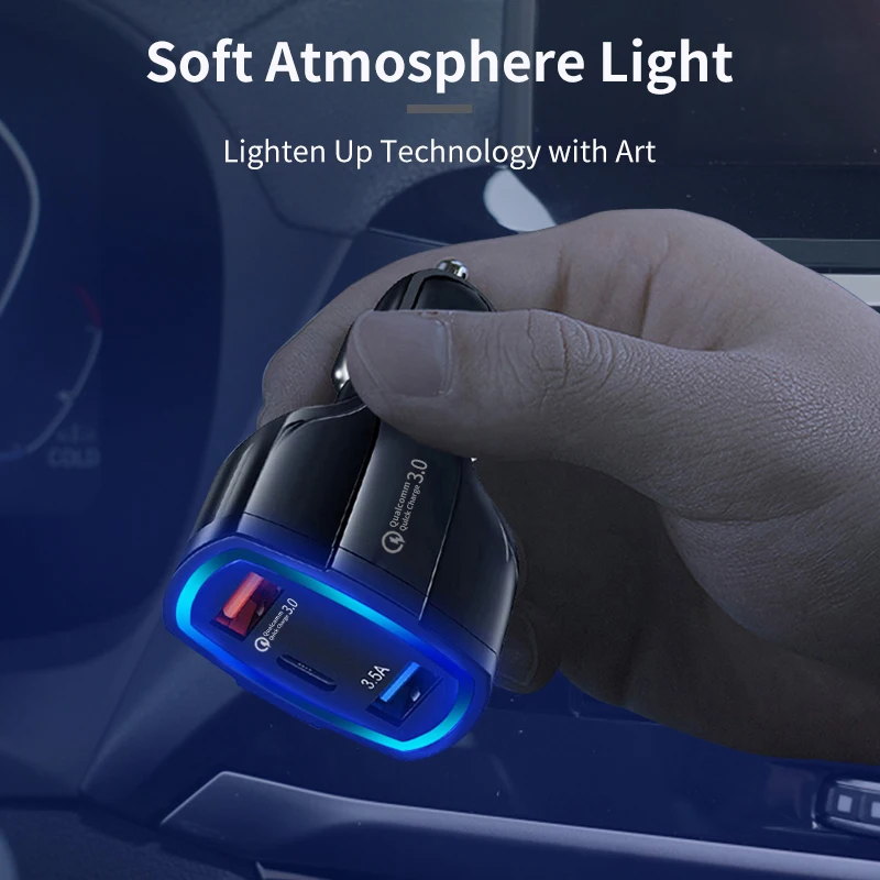 HY 2024 new  Quick Charge 3.0 USB Car Charger Type c For iPhone 13 Pro Max Fast PD Car Charger