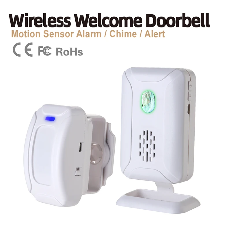 Door Entry Multi-function Anti thief Motion Sensor Security Light Alarm Wireless Doorbell Works With Battery Long Distance
