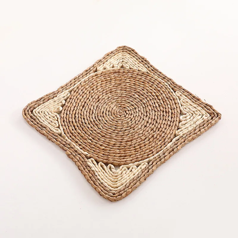 DR-NY Woven Placemats Round  Wicker Rattan Plate Chargers Round Woven Placemats for a Dining Table Water Hyacinth Wicker