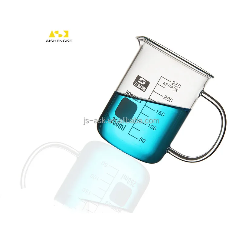 Стеклянный стакан с ручкой 250, 500, 1000 мл, Boro 3,3