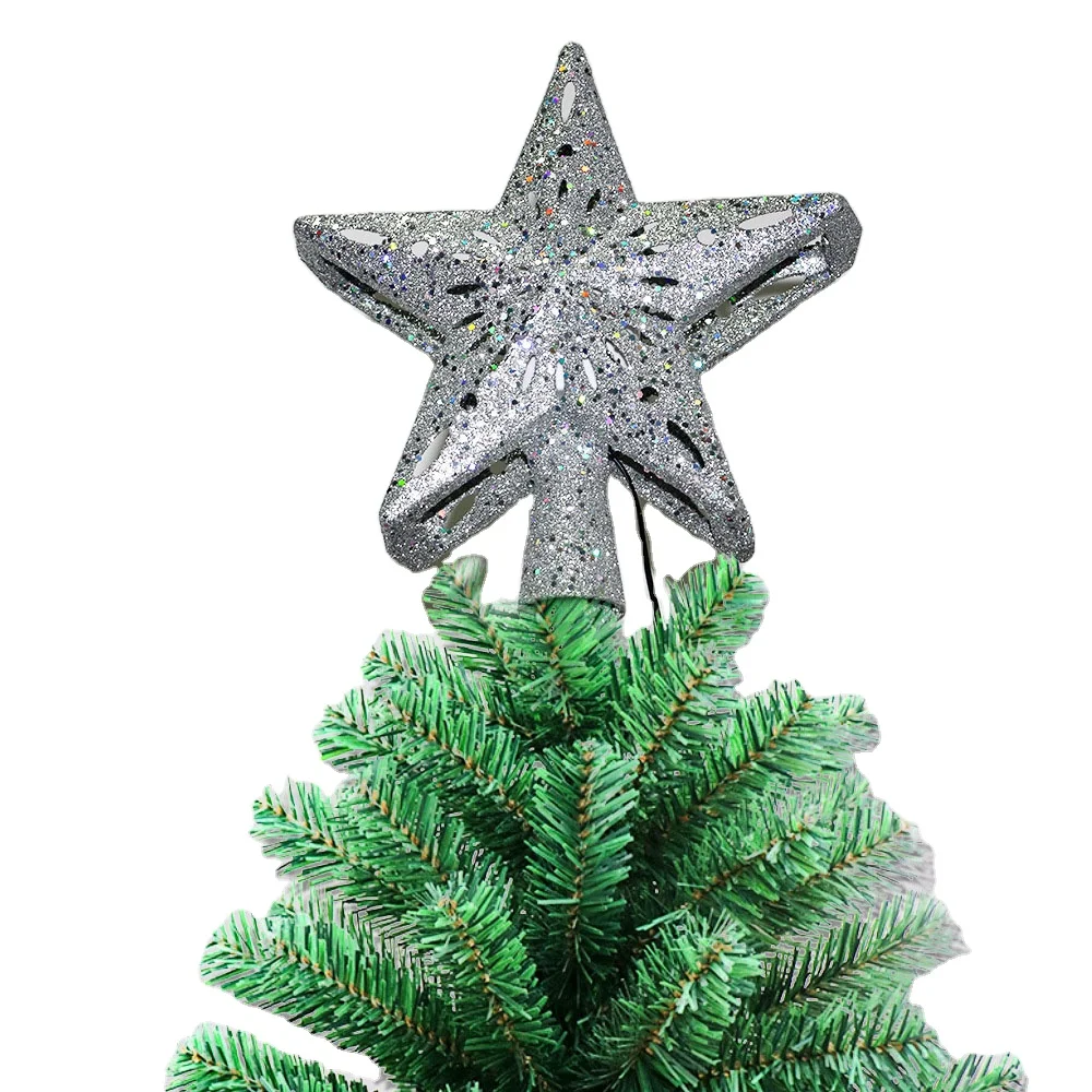 Hot sale gold sequin LED Christmas tree top Christmas decoration home Christmas tree ornaments 2021