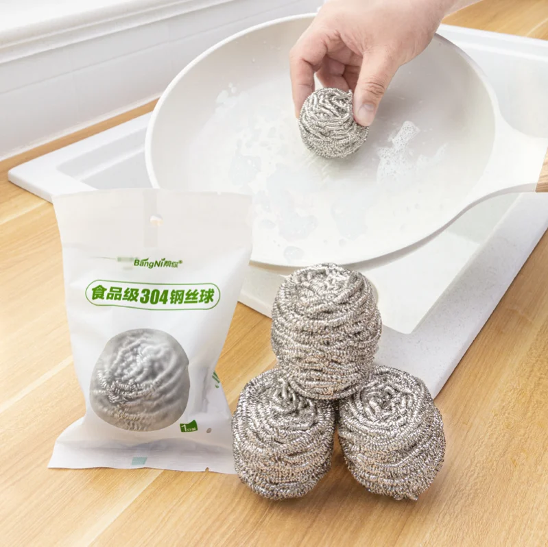 2022 Scrubber Scourer Stainless Steel Metal Home Kitchen Customized Logo Gray Color Wire Feature Weight Steel Wool