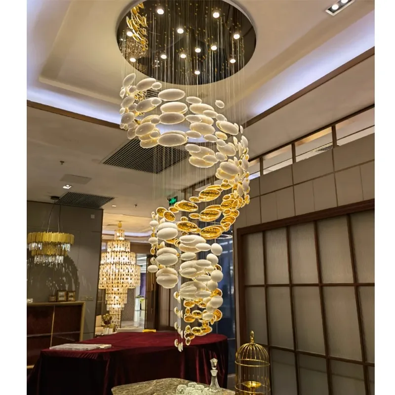 Non-standard custom factory hotel lobby lighting sales department sand table glass egg chandelier