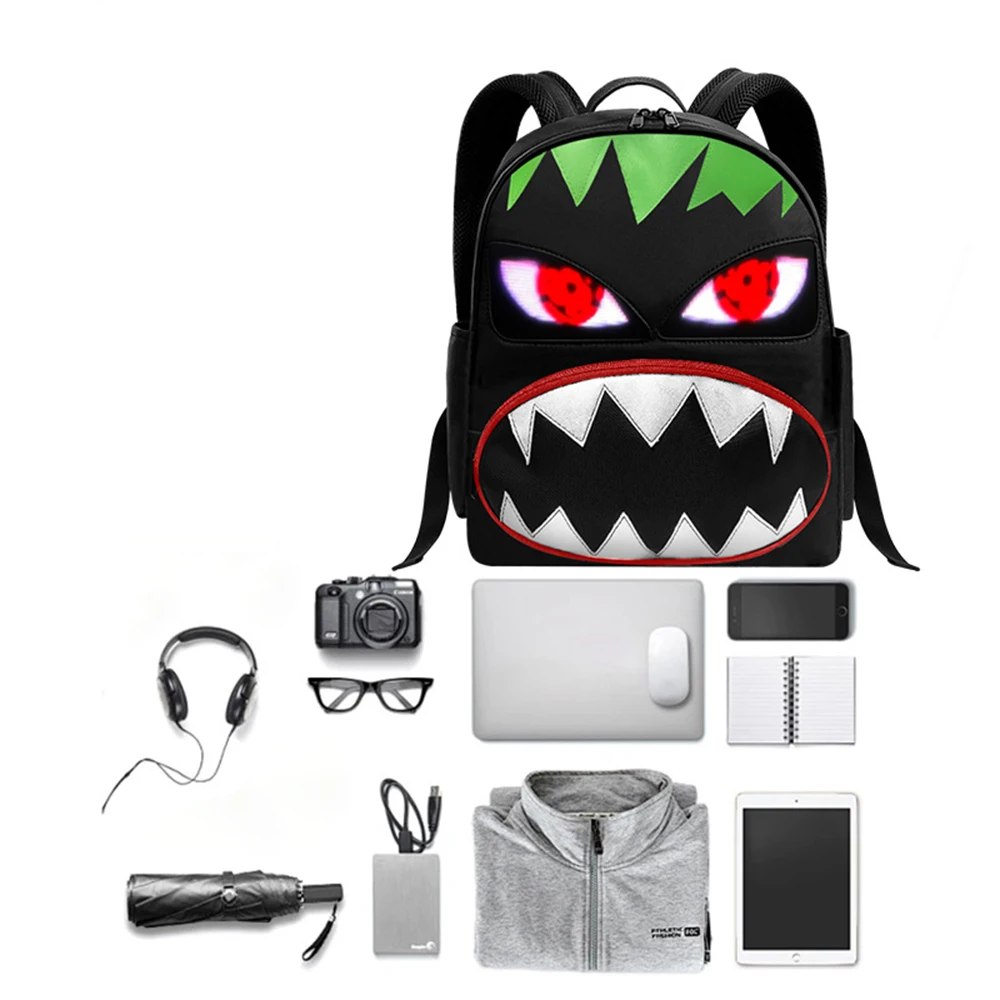 Colorful Promotion Led Backpack Dynamic Led Bag Screen Display Waterproof 3D Backpack Smart Led Little Monster Backpack Factory