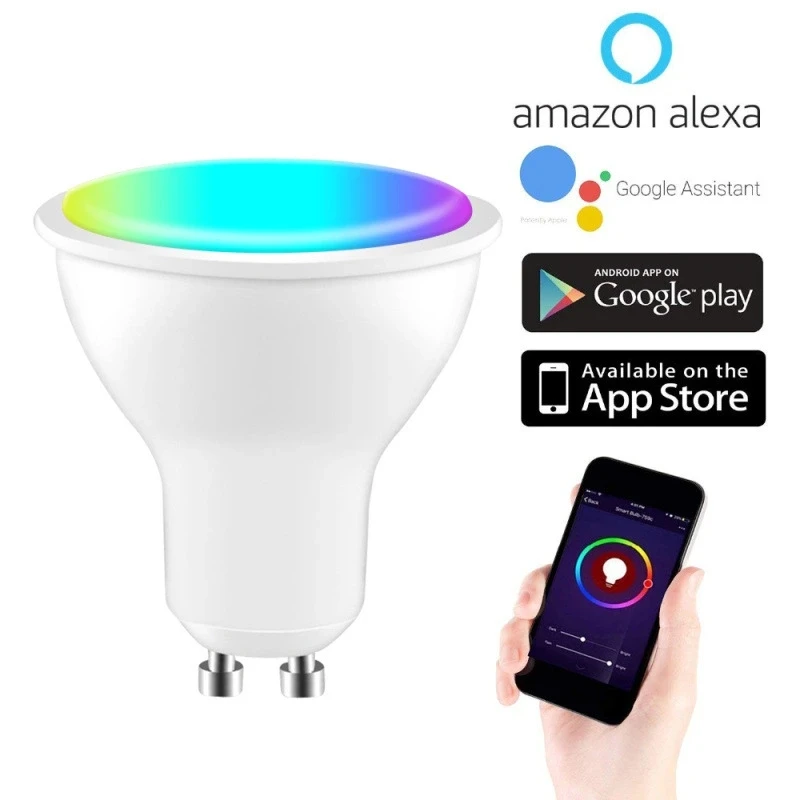 Распродажа Wi-Fi система управления приложением GU10 интеллектуальная лампа RGB с регулируемой яркостью интеллектуальный Светодиодный точечный светильник совместимый Siri Google Home Alexa