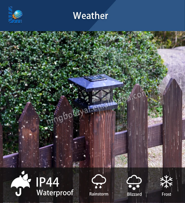 
Loyal gate solar light pillar outdoor modern solar pillar light black post solar gate post pillar light for wood fence 