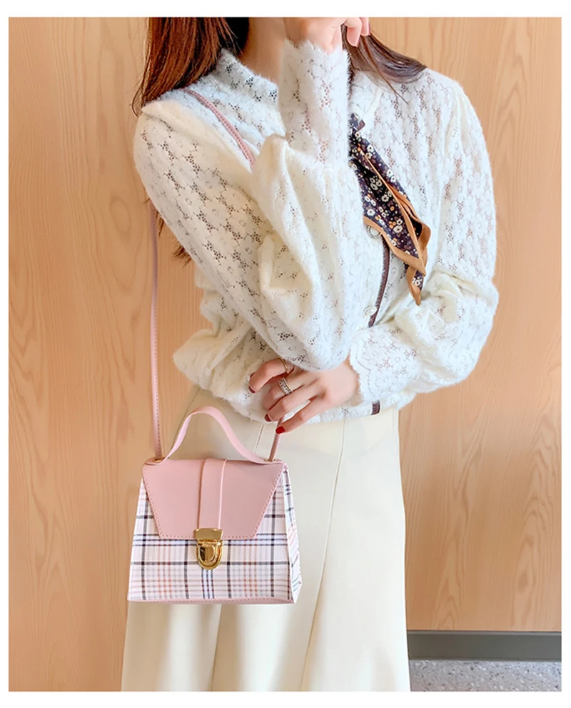 2023 Plaid Striped Shoulder Bag PU Leather Woman Body Handbag Crossbody Shoulder Bag Fashion Lady Cross Bag For Women