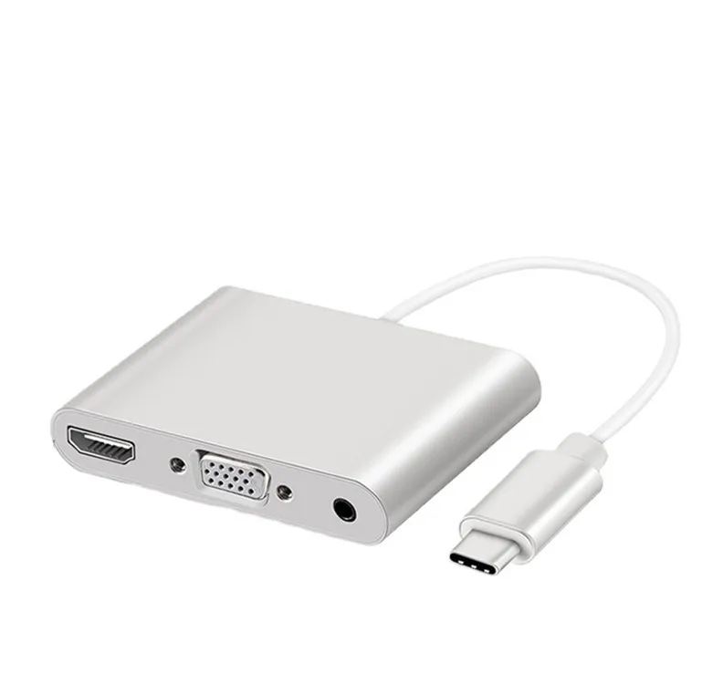 USB 3.1 Type-C к HDMI VGA 3,5 мм аудио концентратор 3 в 1 USB C многопортовый адаптер конвертер