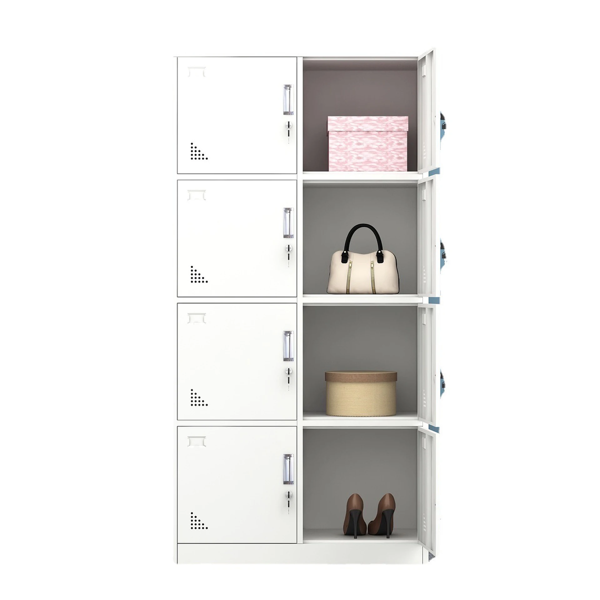 Factory Supply Steel Clothes Locker 8 Doors Metal Wardrobe Storage for Gym School