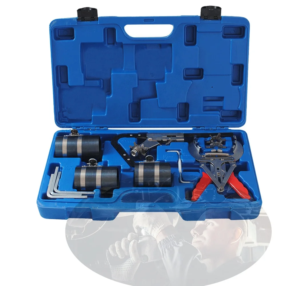 VIKTEC Piston Ring Compressor Service Tool Set & Piston Ring Pliers Car Engine Tool Kit with Adjustable Safety Screws