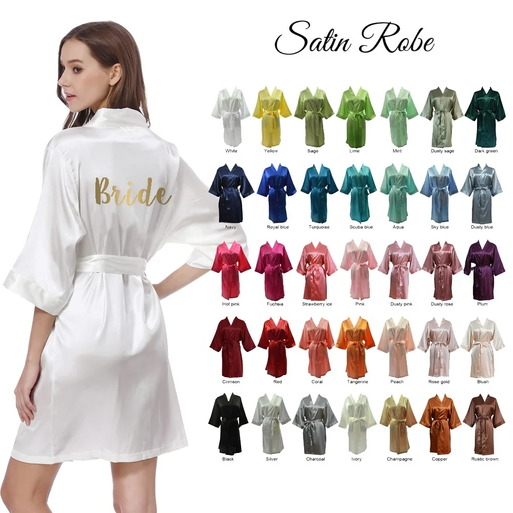 Embroidered Silk Robe Personalized Name With LOGO Bridal Robes Women Satin Wedding Party Sleepwear
