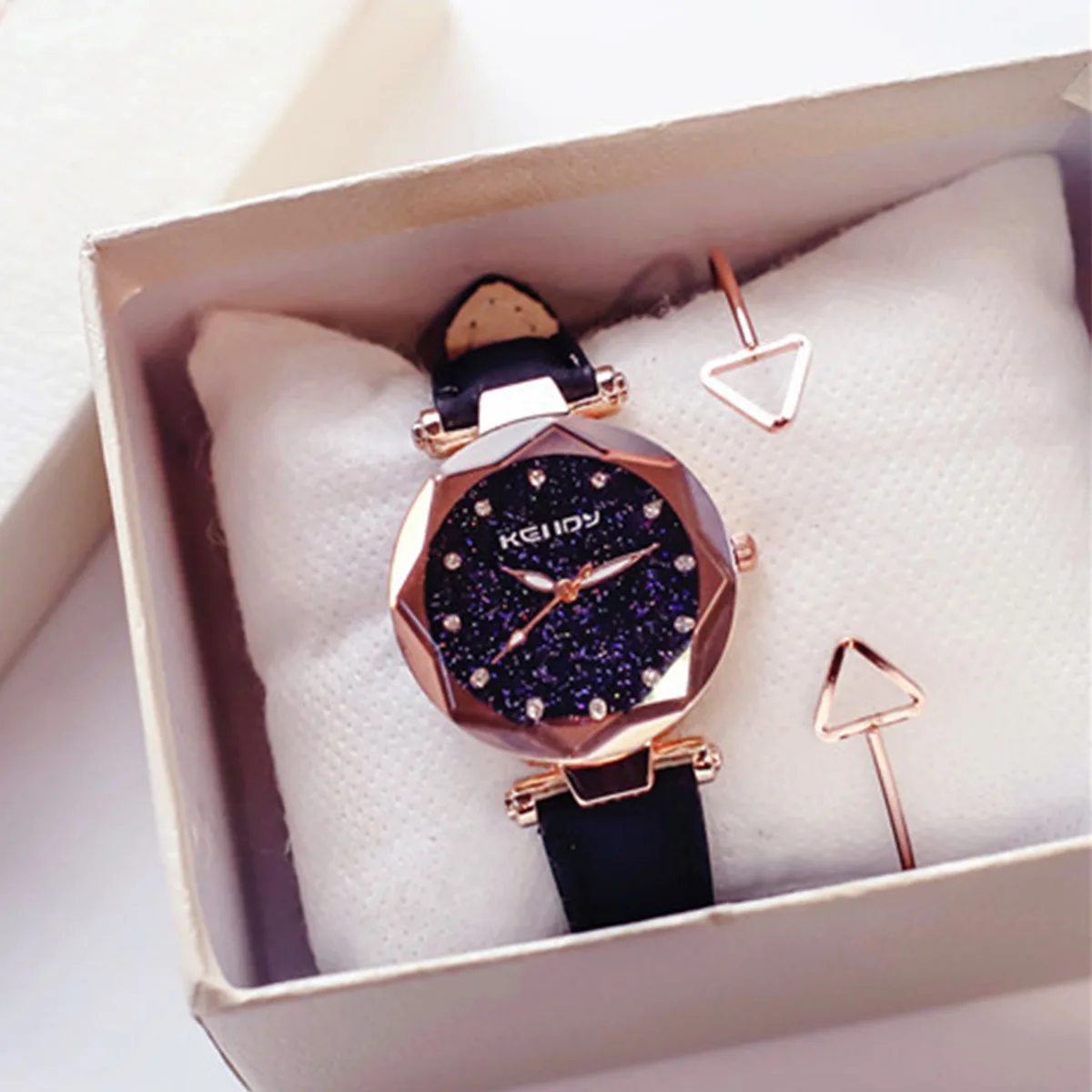 Fashion Luxury Starry Sky Shining Diamond Watch Women Quartz Mesh Bracelet Ladies Decorative Customize Watches Set