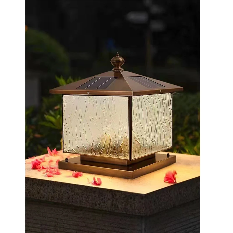 Factory Price LED Globe Pillar Lights Outdoor Garden Solar Pedestal Post Lamp Fixtures Stainless Steel IP67/IP65 Patio Landscape