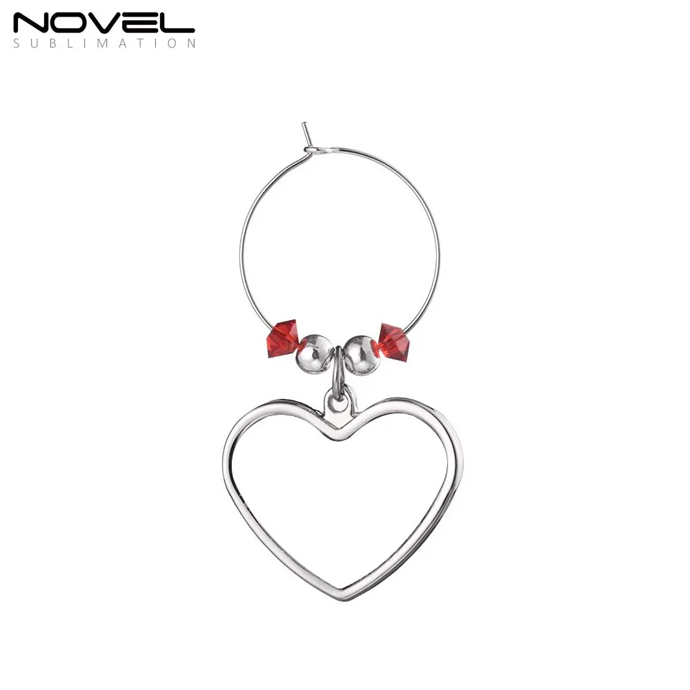 Diy Blanks Zinc Alloy Custom Sublimation Wine Glass Bottle Opener Ring Charms Bar Accessories Key Ring Pendants