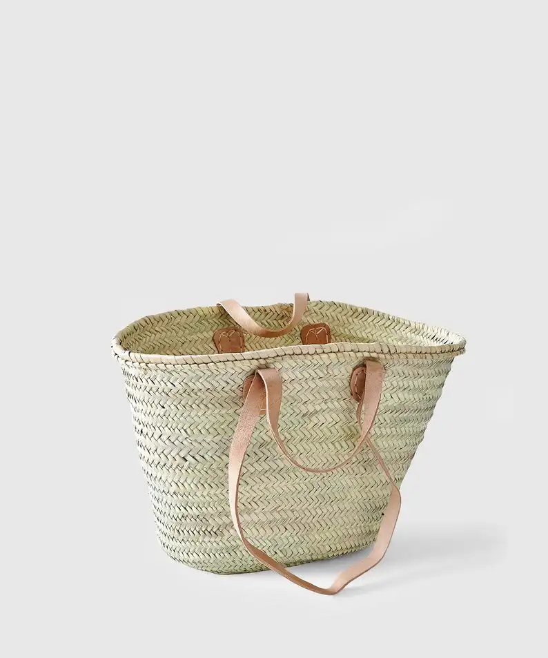 french market straw basket Summer Straw Woven Bag Custom Shoulder bag Women Straw Basket Beach Bags Flowers Handbags