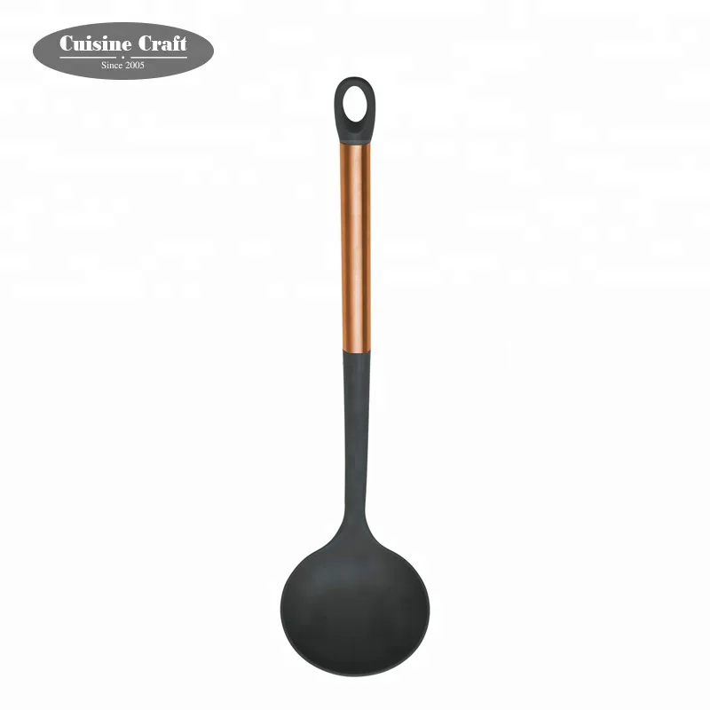 Eco-friendly kitchen accessories nylon ladle with copper handle