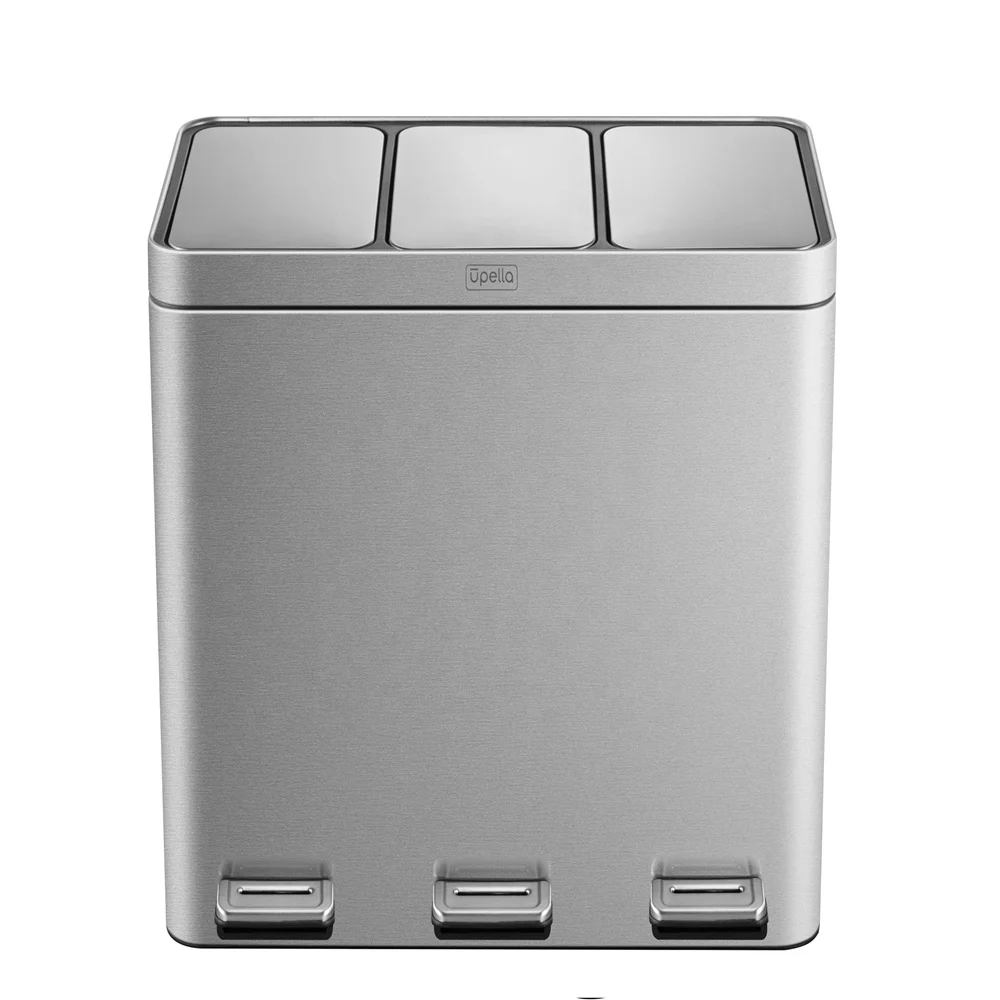 Household Metal Trash Can 3 Compartment Garbage Waste Bin 3 in 1 Classification Trash Can