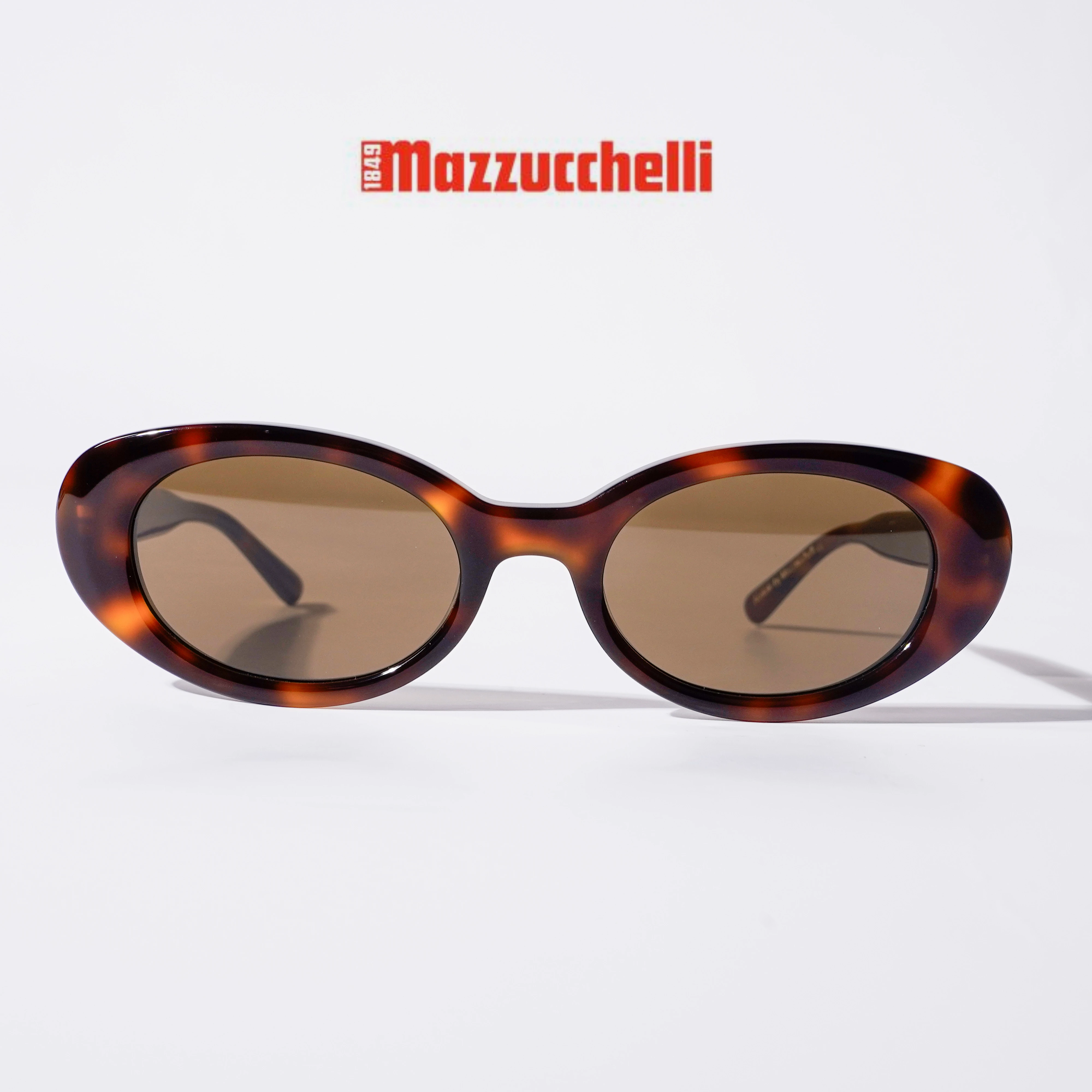 Tortoiseshell mazzucchelli oval sunglasses havana acetate elliptic cat eye Nylon lens Tortoise shell Sun Glasses elliptical