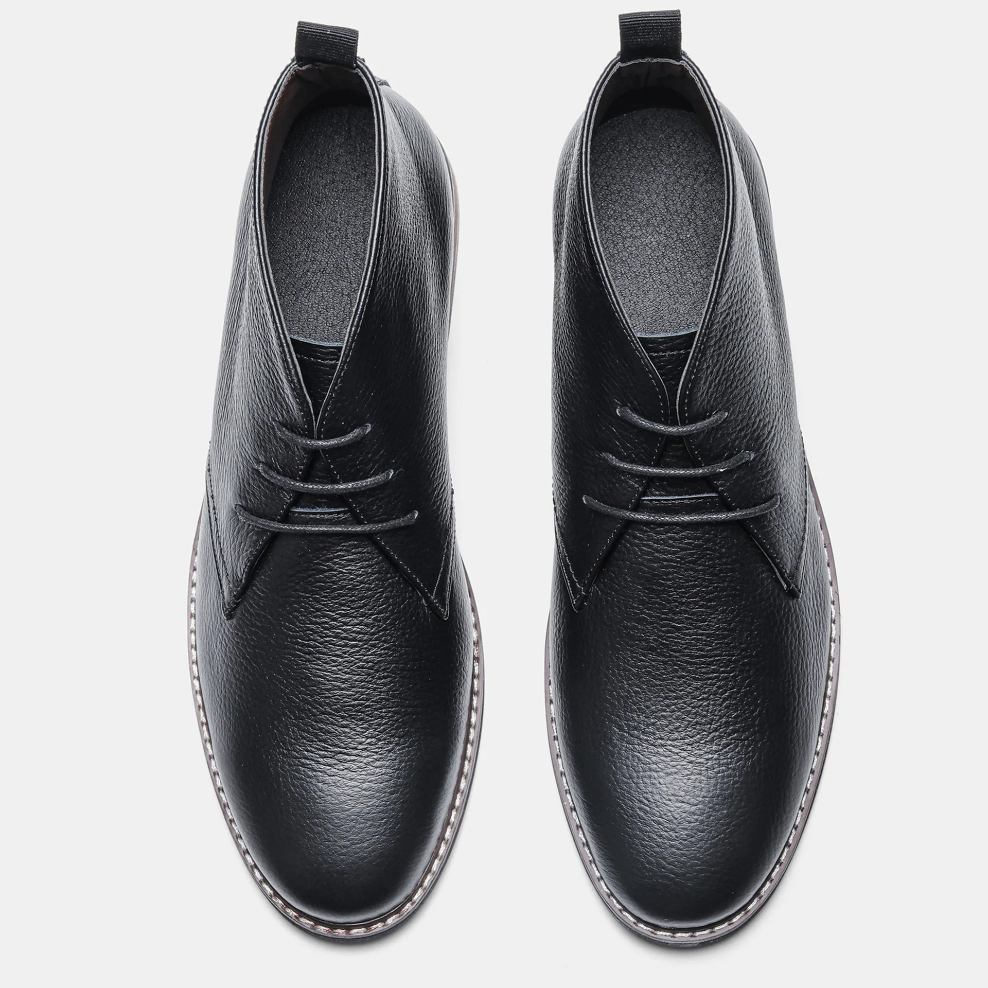 Black Genuine Leather Poloboots Business Chukka Boots for men