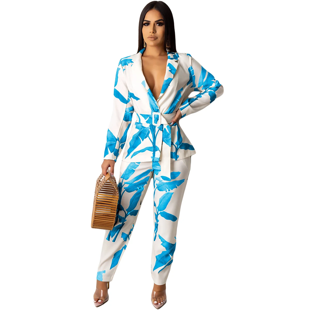  Stylish Designer Pants Sets Clothes High Quality Long Sleeve & Trousers Outfit Tailored Printed Two Piece Suit Women