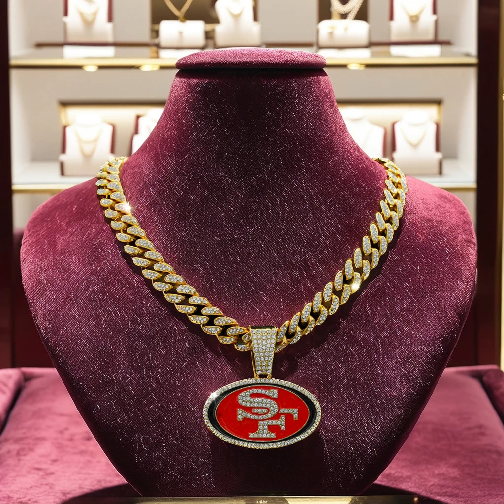 Большой Кристалл Сан-Франциско 49ers верный кулон ювелирные изделия настраиваемый с бесплатным дизайном NFL команда мужское ожерелье