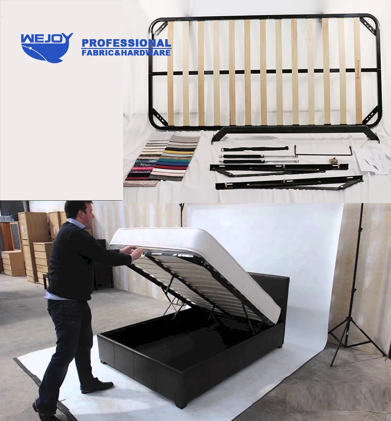 Wejoy Bedroom Furniture Ottoman Folding Double Wood Bed Frames Hydraulic Gas Lift Queen Size Bed Frame