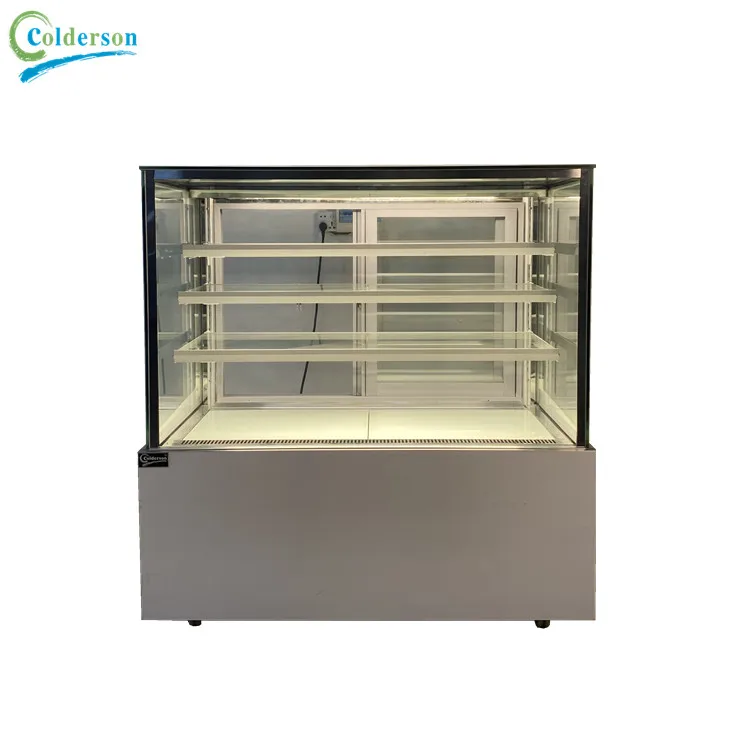 Customized cafe Refrigerator Four-layer right angle Showcase For Cake marble Display store dessert fridge glass door bakery