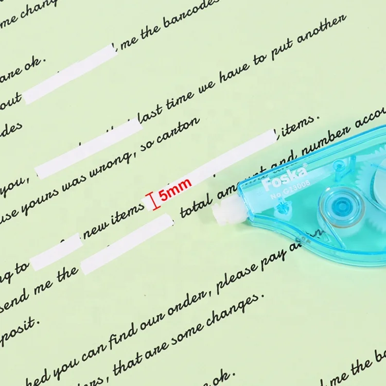 Foska Factory Wholesale Cost-Effective Stationery Corrector Popular Durable Transparent Correction Tape with 5 mm Tape Width