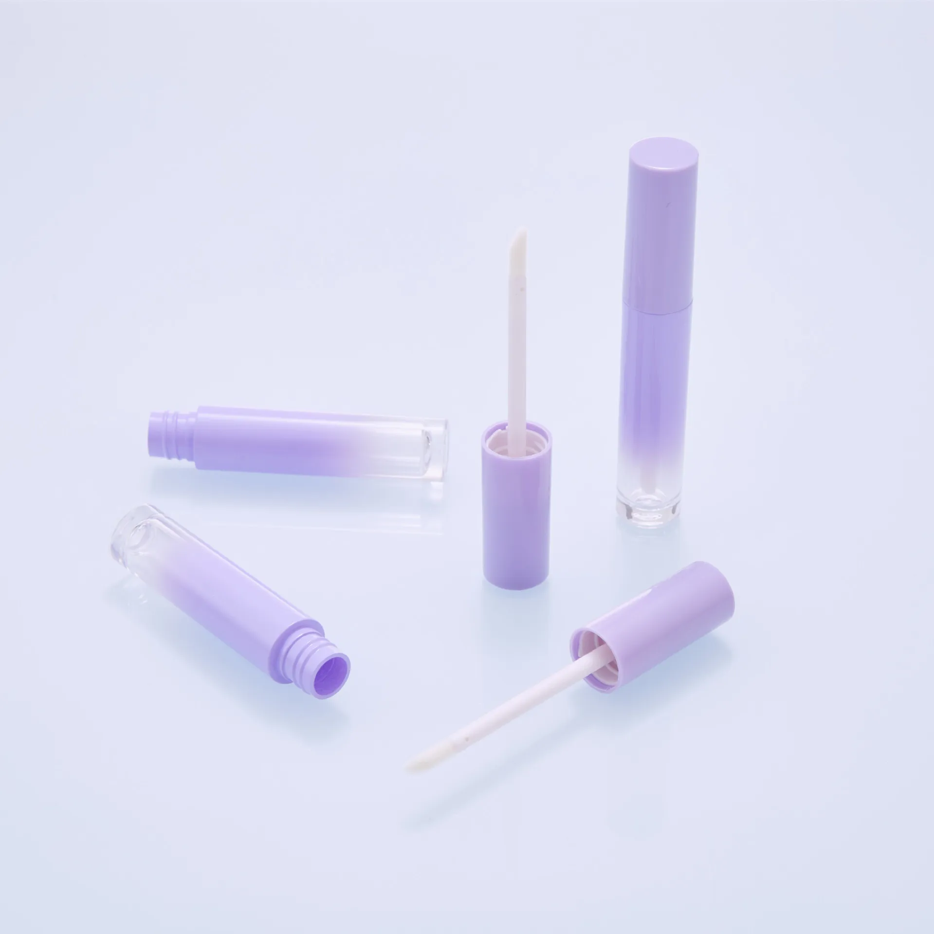 soft cone irregular floral swiggly transparent brand new plastic lipgloss  gradient purple lip gloss tubes custom printed label
