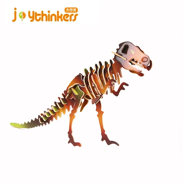 joythinkers Laser Cutting 3D Wooden Dinosaur Puzzle large toy triceratops dinosaurs for Kids Jurassic dinosaur world Model