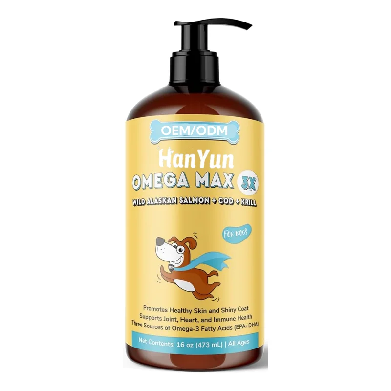 Hanyun Pet Supplement Salmon Oil for Pet Skin Coat Joint Healthy Immune Support with Omega 3 & DHA for Dogs Cats
