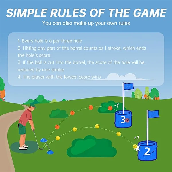 High Quality Bucket Golf Game for Family Yard Bucket Golf Ball Range Toss Game Set Portable Outdoor Golf Bucket Game