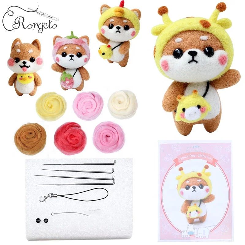 
Lovely Animal Dog Wool Felt DIY Handmade For Needle Felt Poke Wool Felted Wool Material Package 