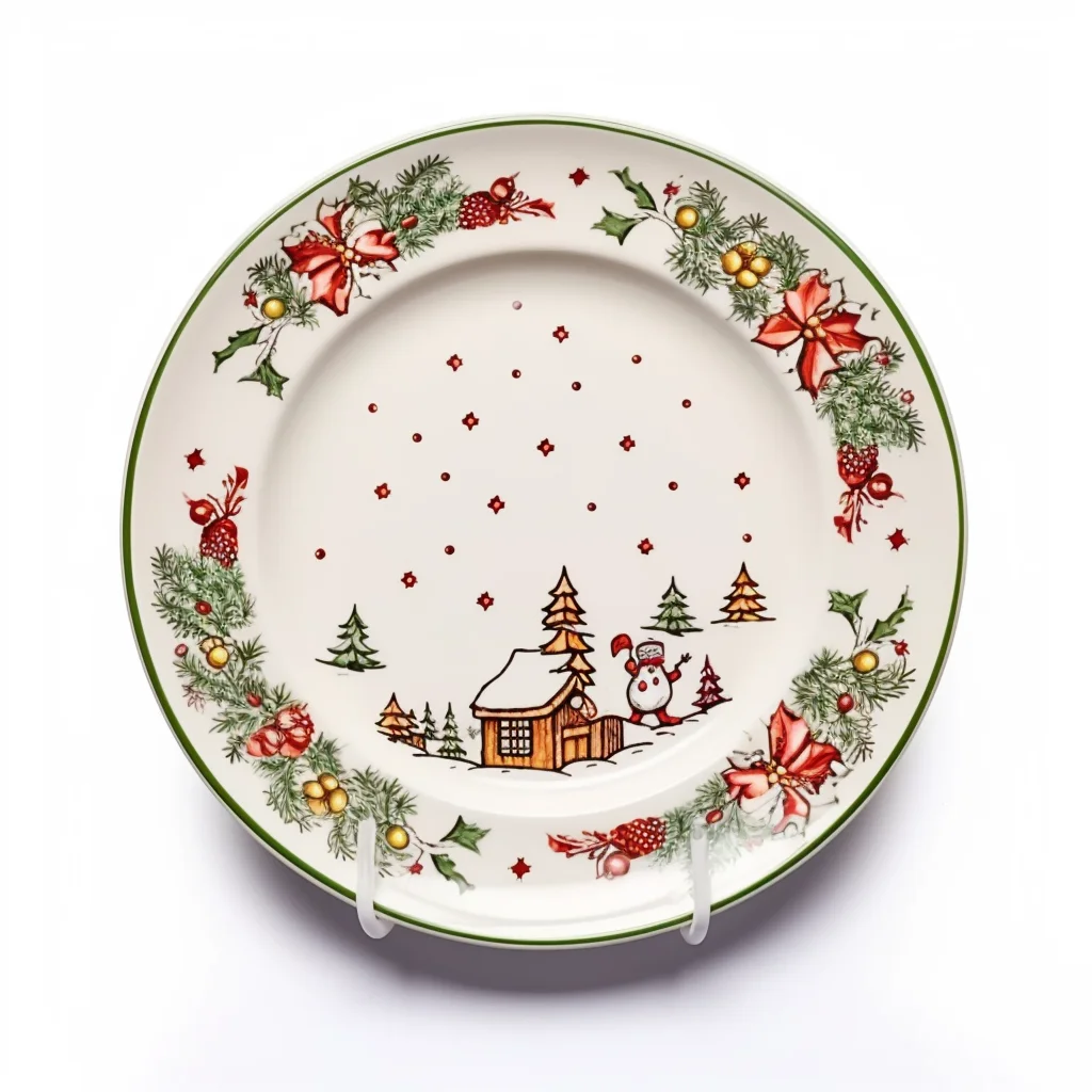 Custom 12pcs porcelain dinnerware set with customized xmas design , gift set christmas dinner plate