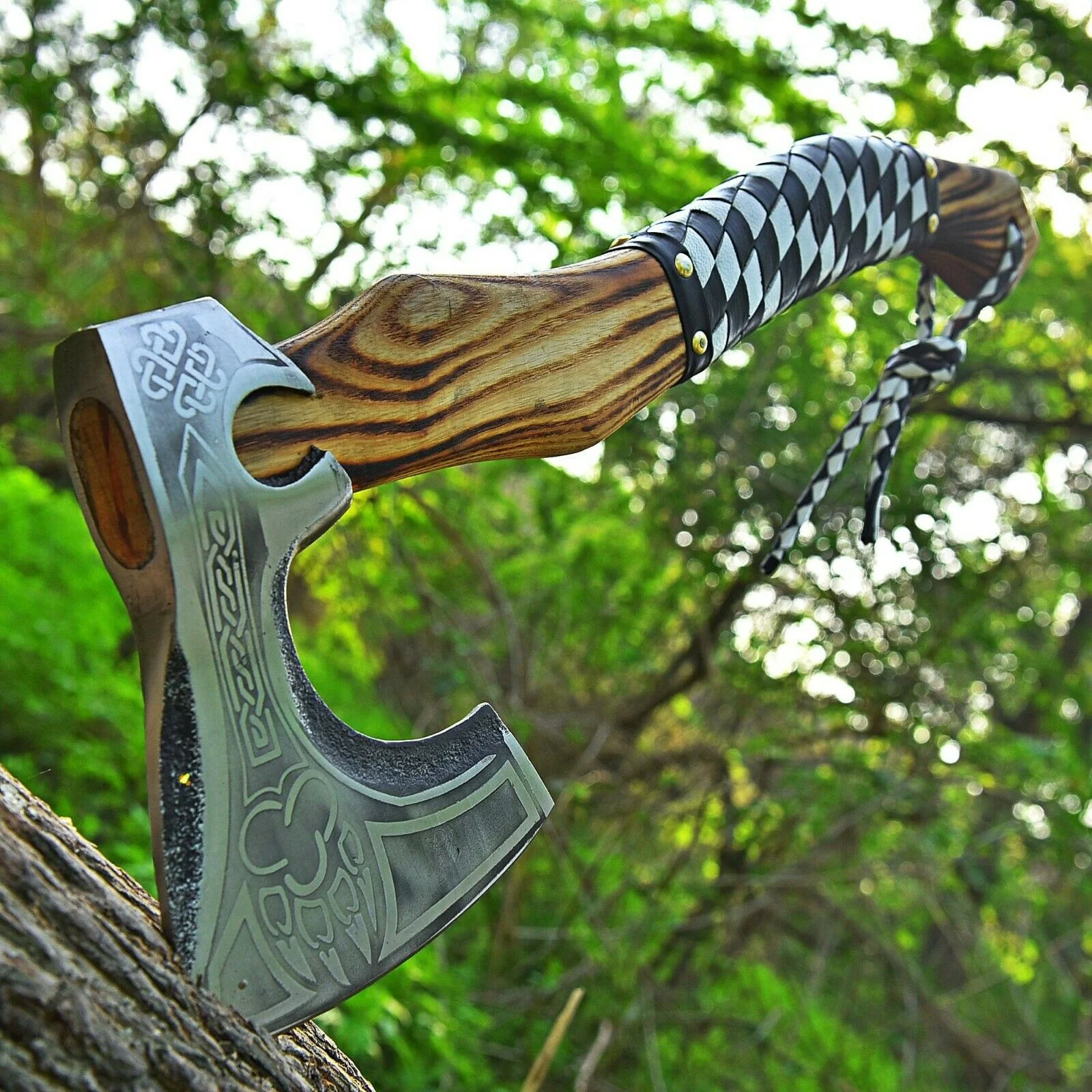 Красивое лезвие ручной работы из углеродистой стали уличный инструмент для леса охоты выживания топор Томагавк викингов травление ручка дерево