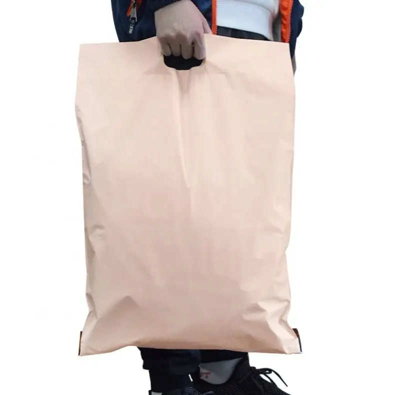 custom logo printing 100% biodegradable mailing bags with handle packaging envelopes bags nude color