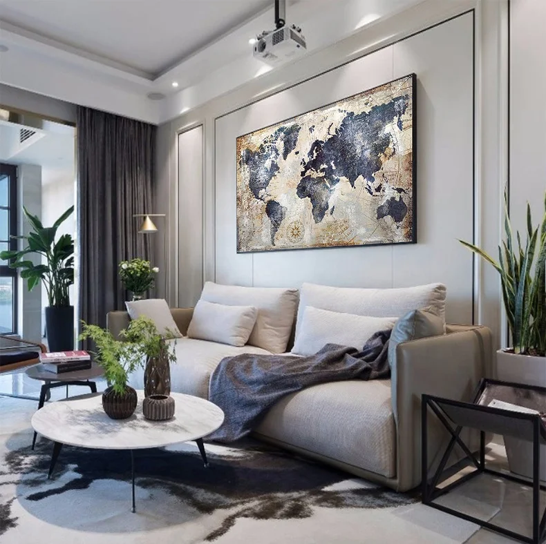 HD Северная карта мира холст абстрактная картина плакат скандинавский холст печать живопись гостиная украшение настенные картины
