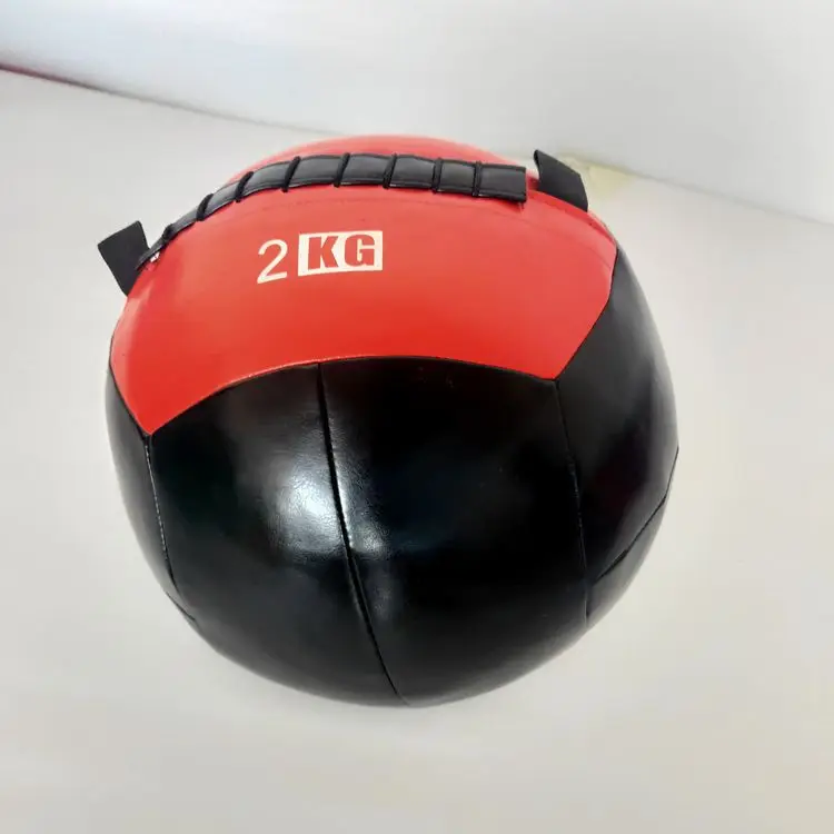 Pu soft wall ball double holder fitness ball color green 6kg medicine ball made in China