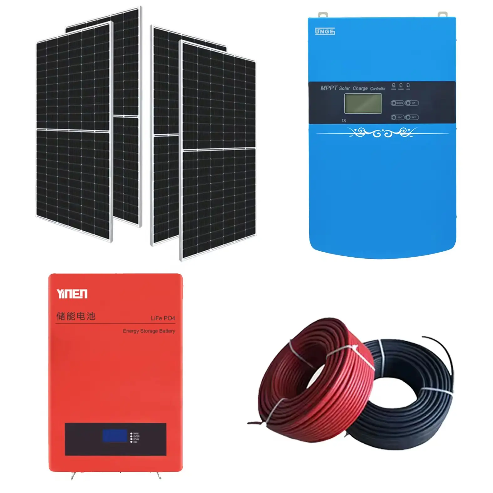 JNGE Off-grid Solar Power Generation Storage System Complete 5KW For Residential/Farm Panel Set 5000w System